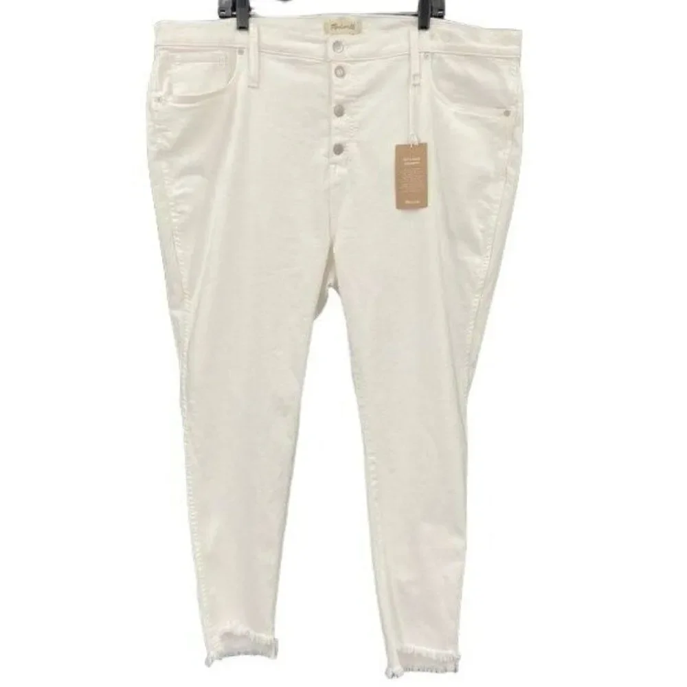 Madewell High Waist Button Fly Ankle Jeans Size 37 White NWT‎